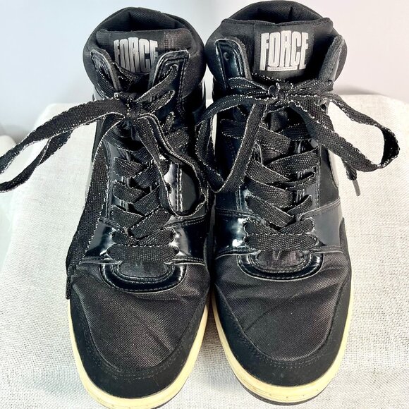 Nike Force High Top Sneakers Women’s Size 8 Black Glossy Classic Streetwear - Picture 2 of 16